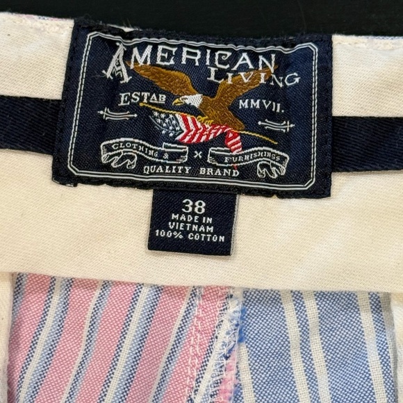 American Living Pastel Color Block Pinstriped 11” Oxford Colorful Mens Shorts 38 - Picture 7 of 12